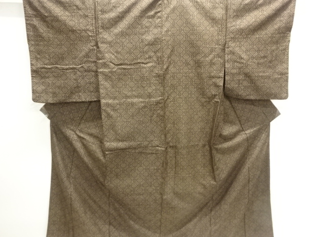 JAPANESE KIMONO / ANTIQUE KIMONO / SILK / HAND WOVEN TSUMUGI / MUD DYED / ABSTRACT FLOWERS